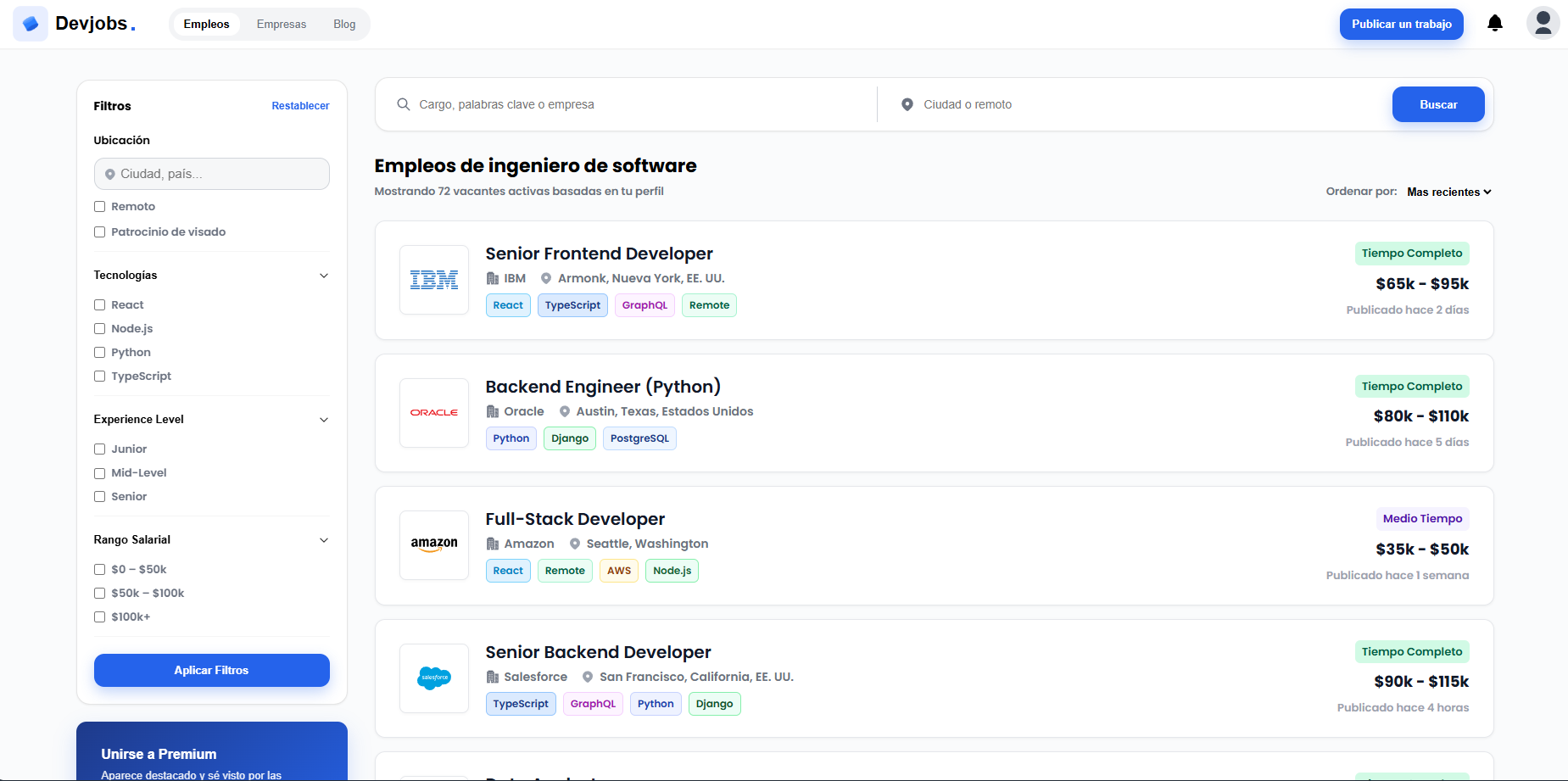 DevJobs screenshot 2